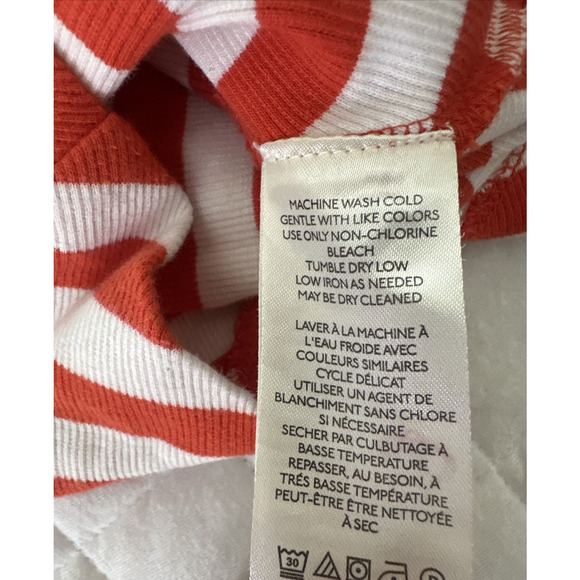 MAEVE ANTHROPOLOGIE Womens Top XXS Front Zip Scoop Neck Orange Striped Preppy - Picture 7 of 12